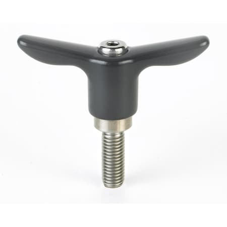 Adjustable Handle, T-Handle Design, Plastic Handle, 1/2-13 X 1.97 Stainless Steel External Thread, 3.62 Handle Diameter